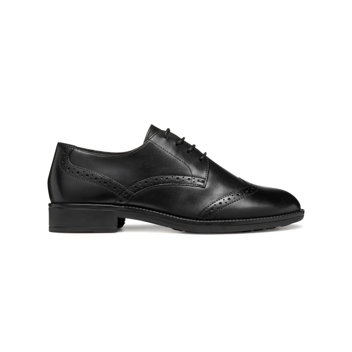 Stringate derby nere da Donna in pelle con suola traspirante Geox