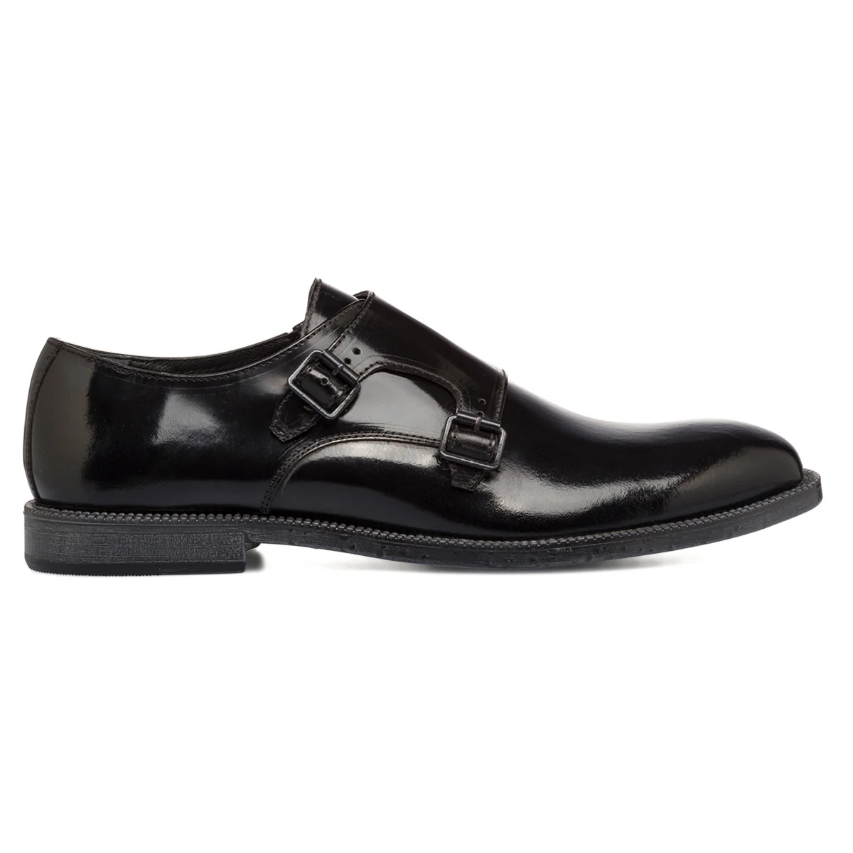 Stringate eleganti monk-strap nere in pelle da uomo La Cuoieria