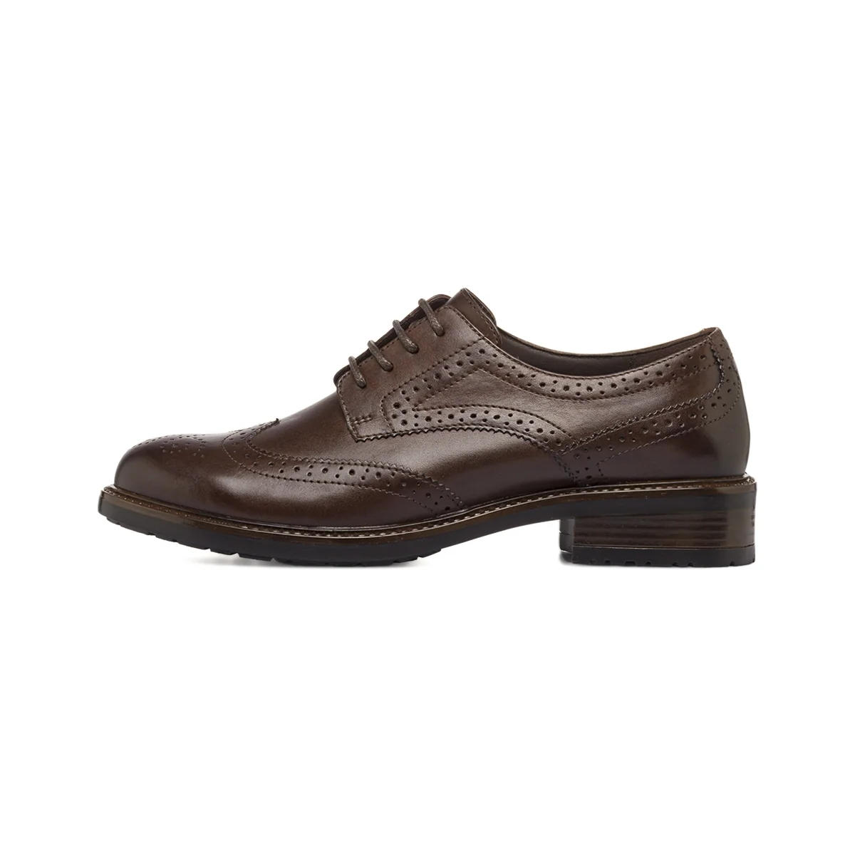 Stringate in pelle da Donna marroni con lavorazione brogue Primopiano