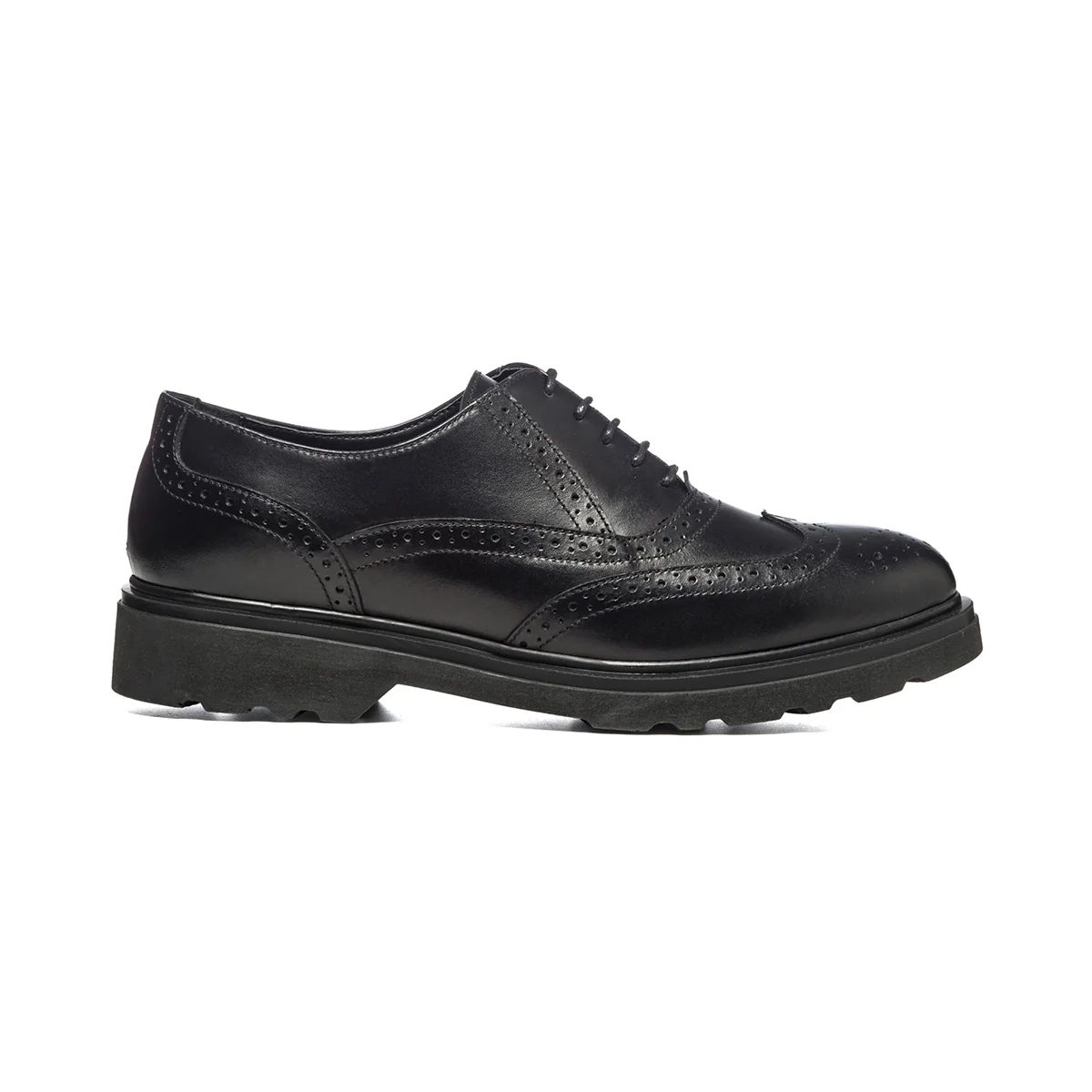 Stringate nere in pelle con dettagli brogue Primopiano