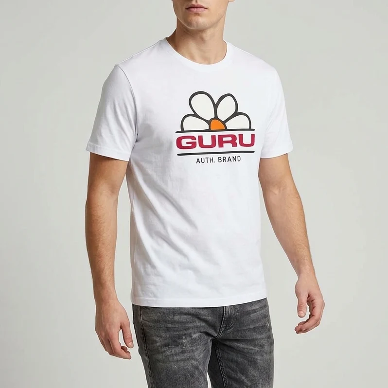 T-shirt a maniche corte da Uomo Bianca con stampa margherita Guru