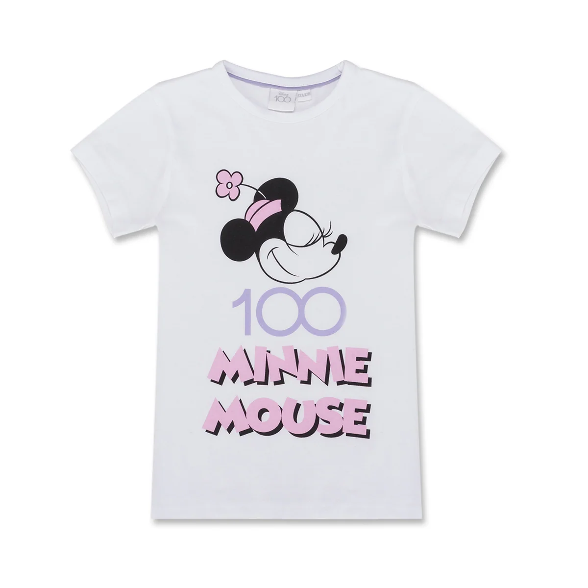 T-shirt bianca da bambina con stampa Minnie