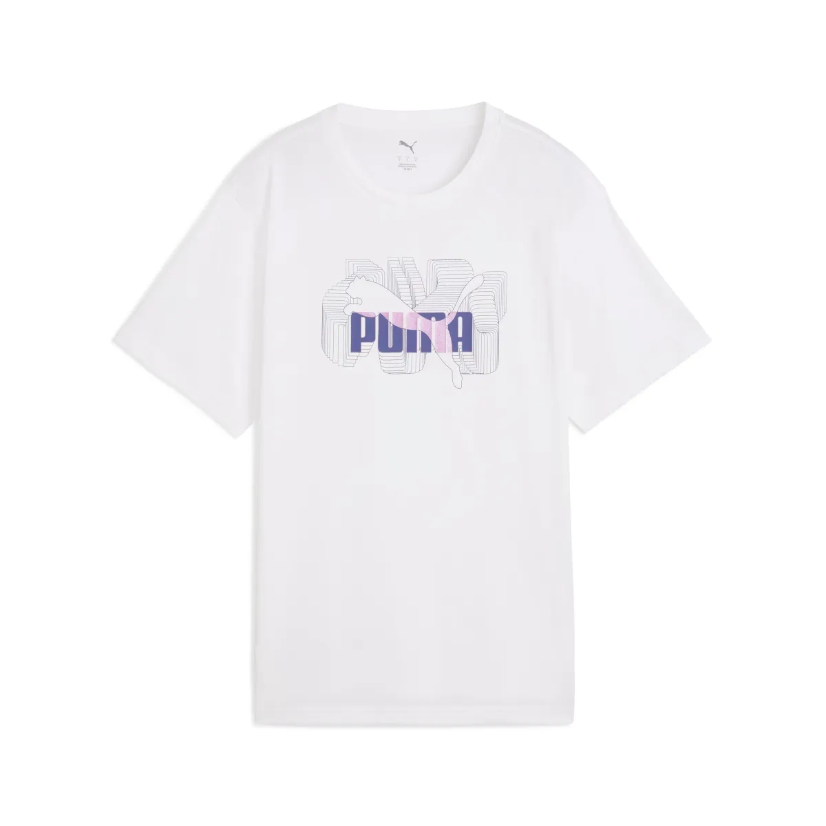 T-shirt bianca da donna con stampa e logo viola Puma Graphics