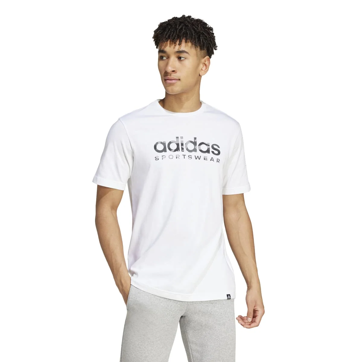 T-shirt bianca da uomo Camo Linear Graphic adidas