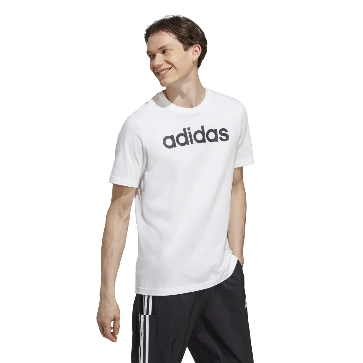 T-shirt bianca da uomo con logo sul petto adidas Essentials