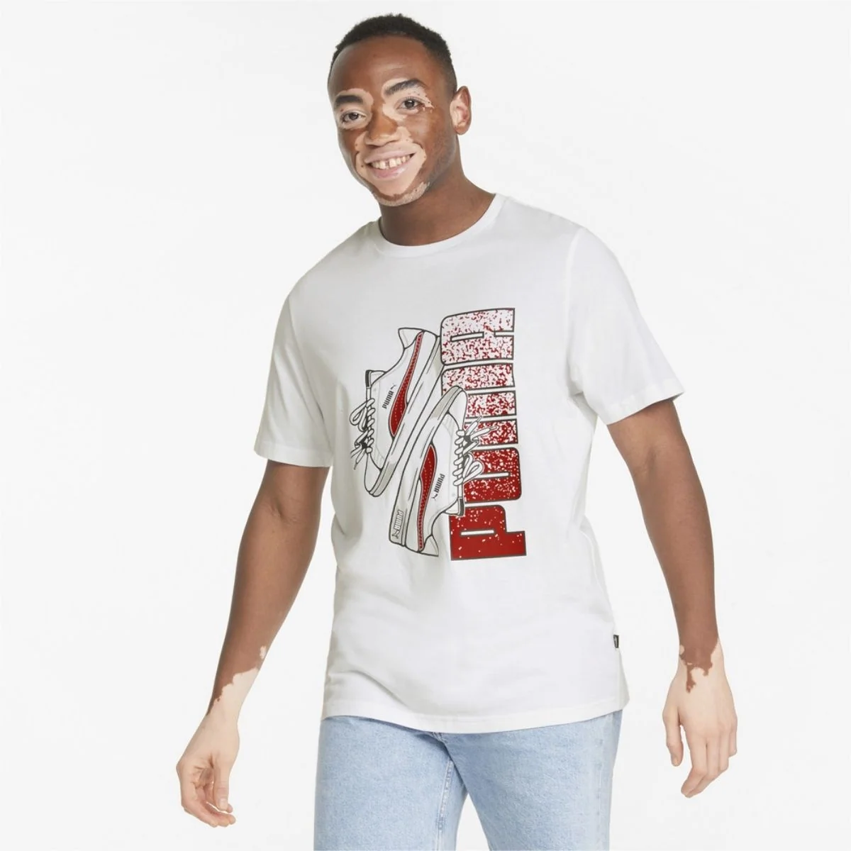 T-shirt bianca da uomo Puma Sneaker Graphic