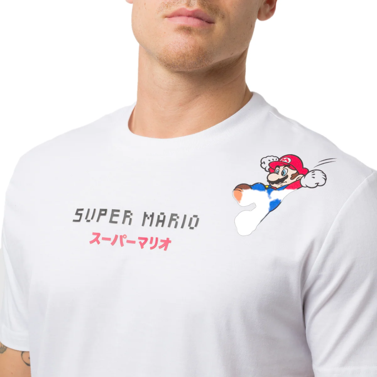T-Shirt bianca da Uomo videogame Nintendo Super Mario