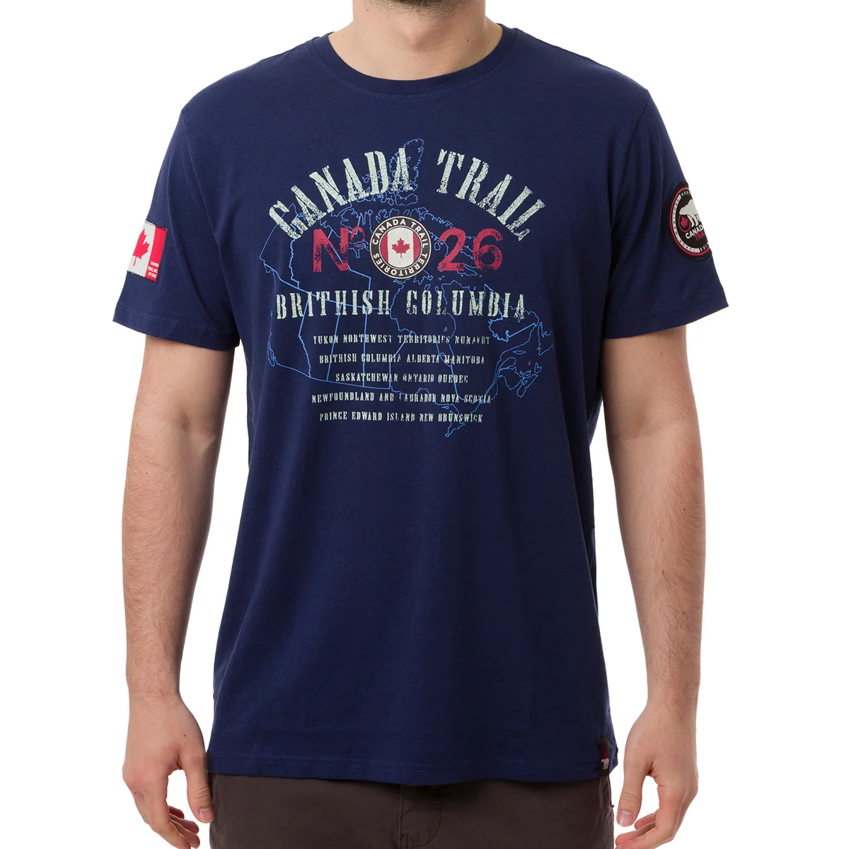 T-shirt blu da Uomo con stampa colorata e logo Canada Trail