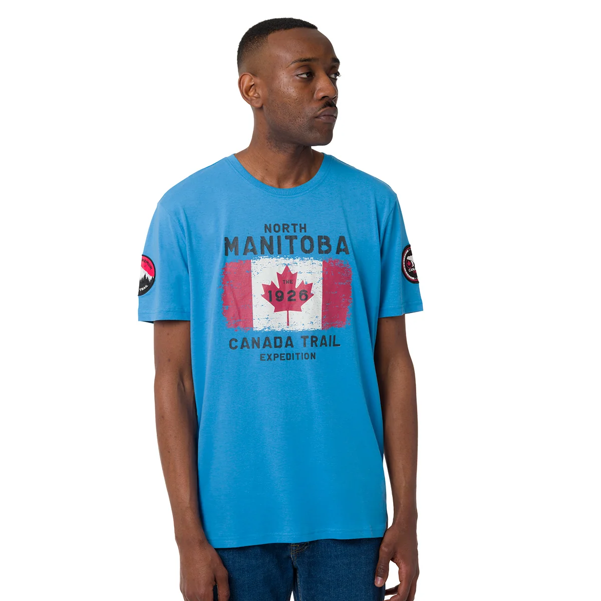 T-Shirt blu da Uomo con stampa frontale in contrasto Canada Trail