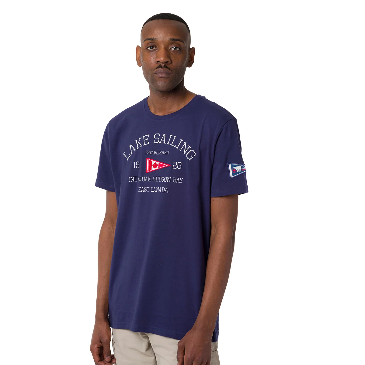 T-Shirt blu da Uomo con stampa frontale in contrasto Canada Trail