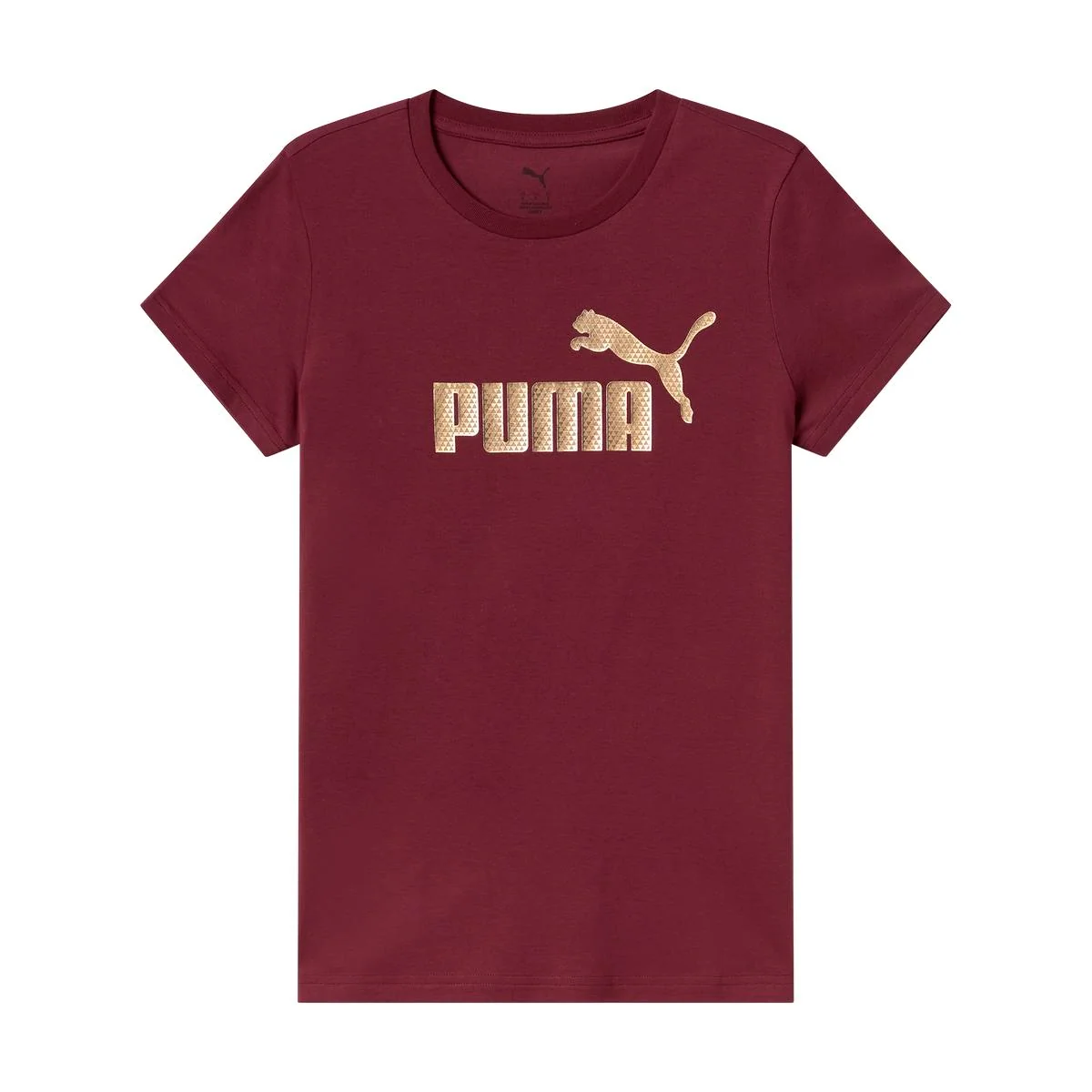 T-Shirt Bordeaux da Donna con logo oro frontale ESS+ Puma