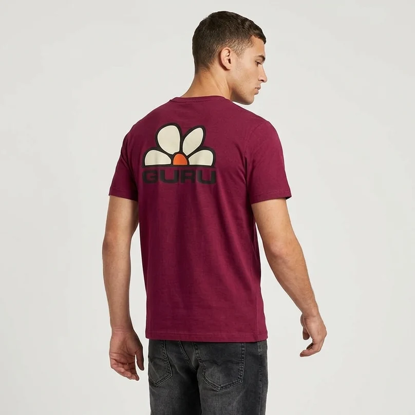 T-shirt Bordeaux da Uomo con maxi logo sul retro Guru