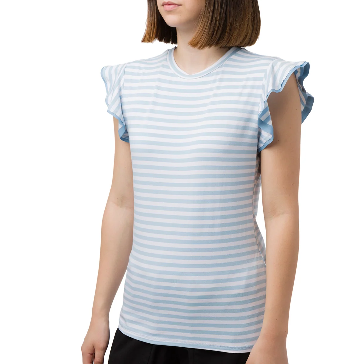 T-shirt da donna a righe bianco e azzurro Swish Jeans
