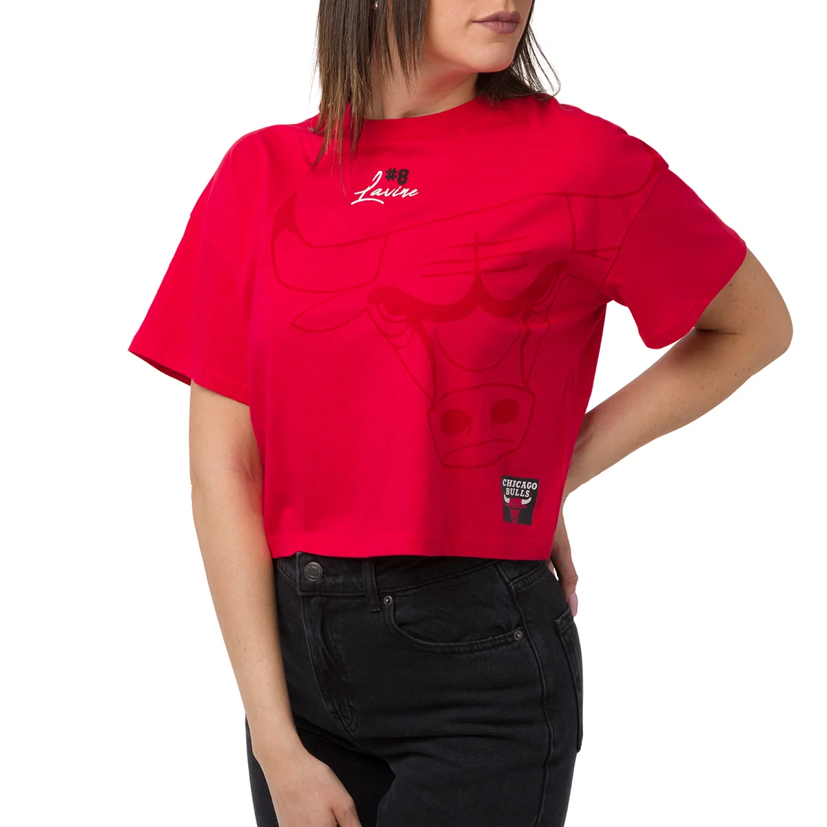 T-shirt da Donna rossa con stampa Chicago Bulls NBA