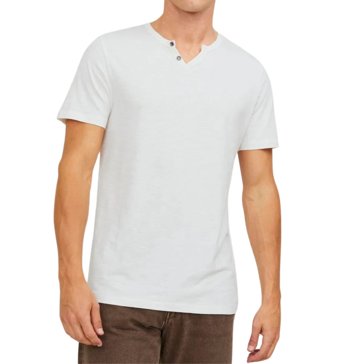 T-shirt da uomo bianco panna in cotone Jack & Jones