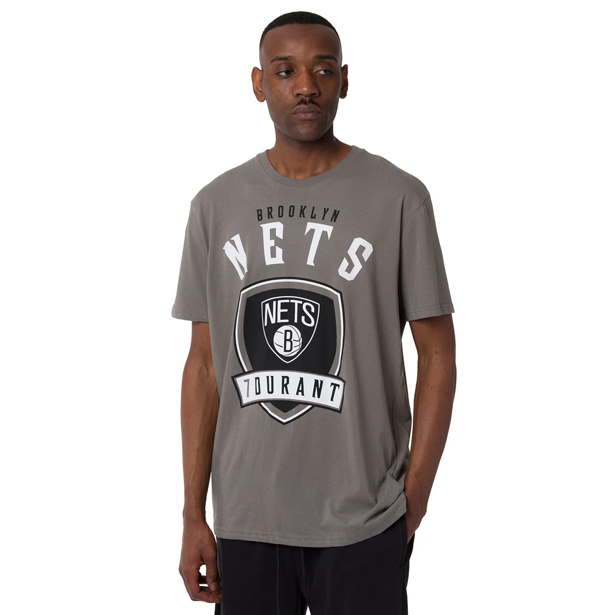 T-shirt Grigia da Uomo in Cotone con stampa Brooklyn Nets NBA