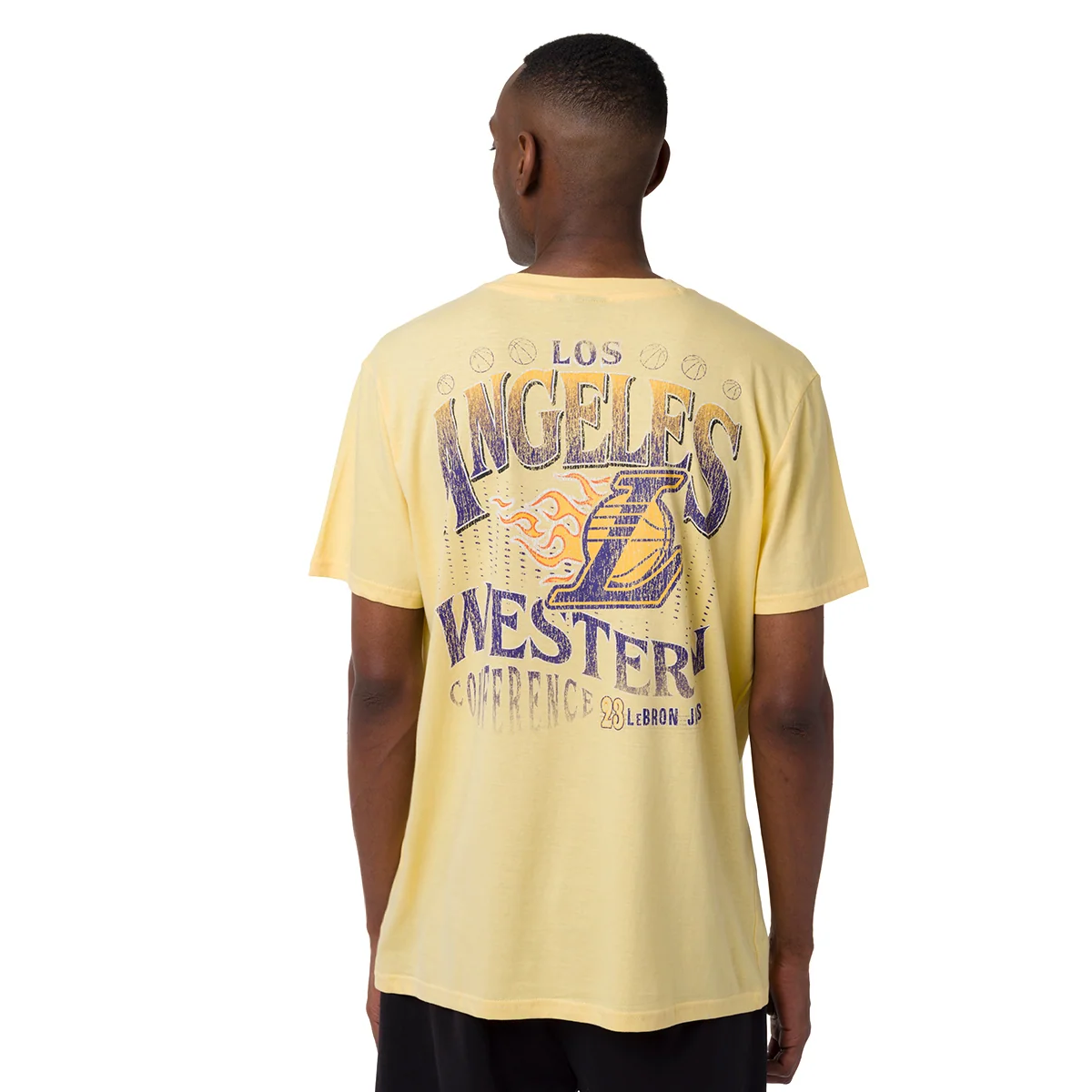T-shirt in Cotone da Uomo gialla con maxi stampa LA Lakers e Lebron James NBA