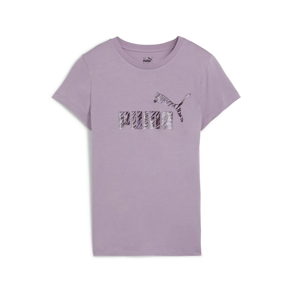 T-shirt lilla da donna con logo metallizzato Puma