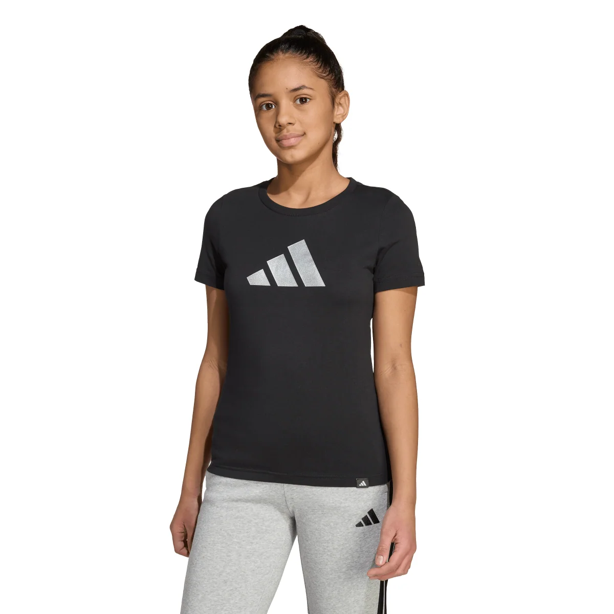 T-shirt nera da Bambina con logo adidas JG GLAM T