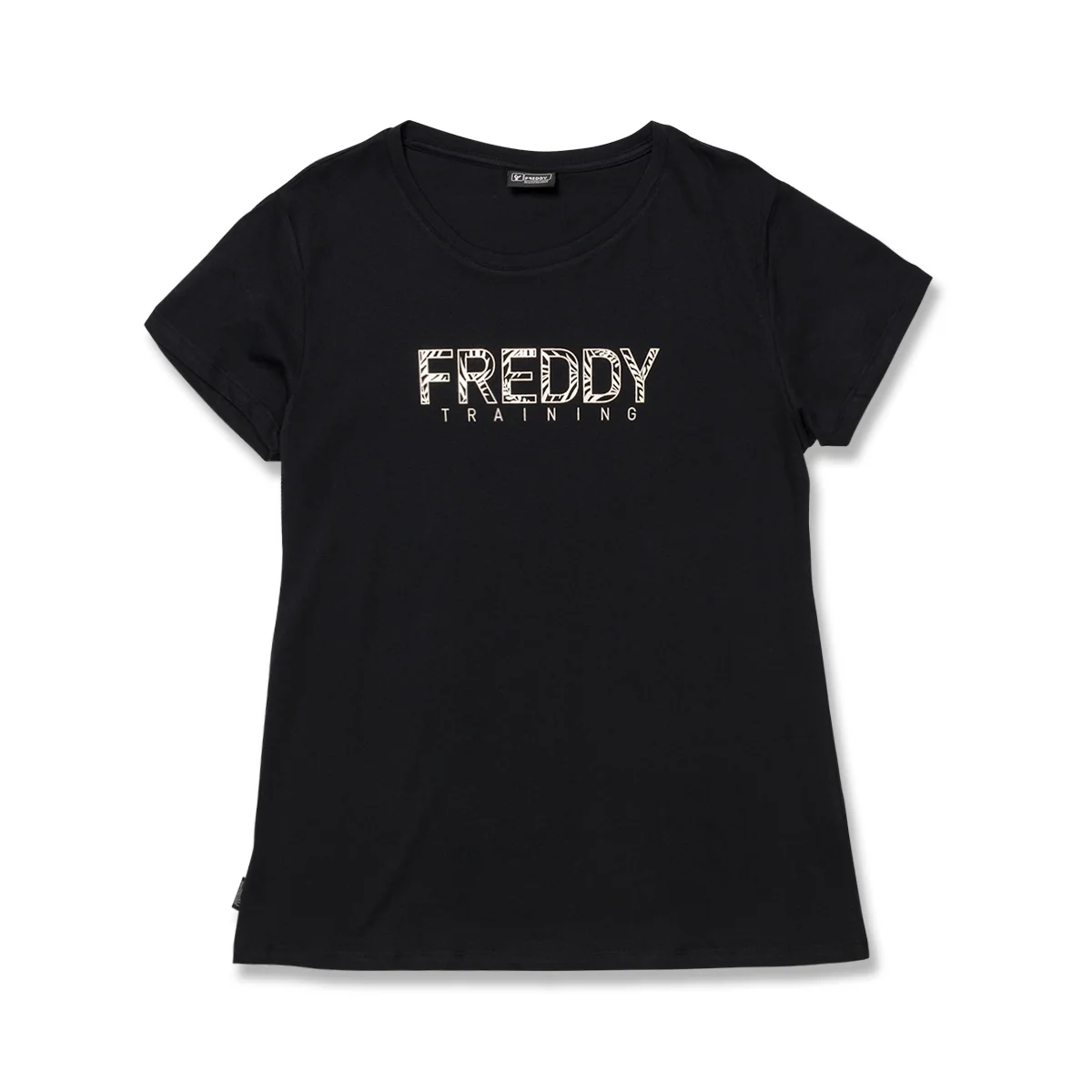 T-shirt nera da donna con logo Freddy