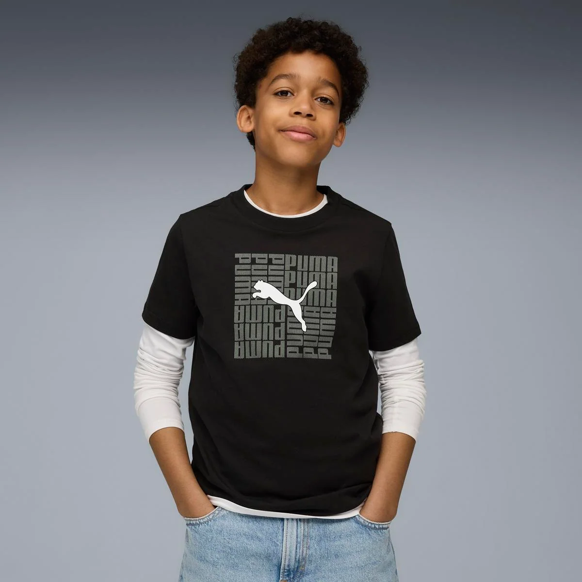 T-shirt nera da Ragazzo con logo Box Tee B Puma