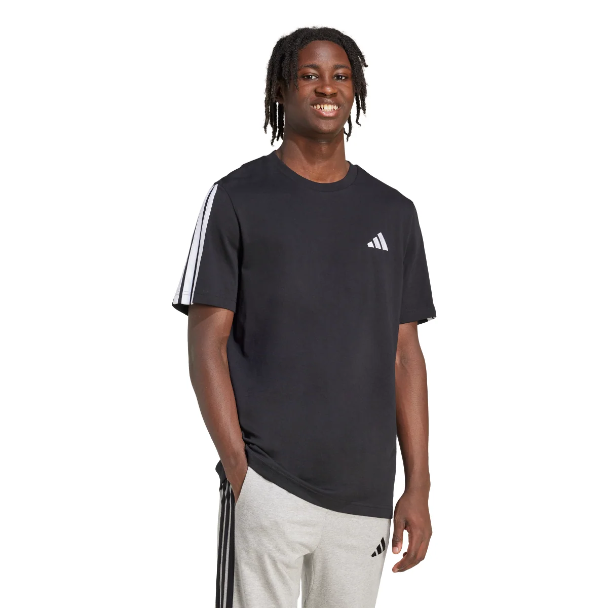 T-shirt nera da Uomo adidas con 3 strisce M 3S SJ T