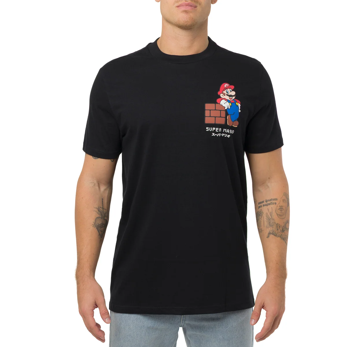 T-Shirt nera da Uomo videogame Nintendo Super Mario