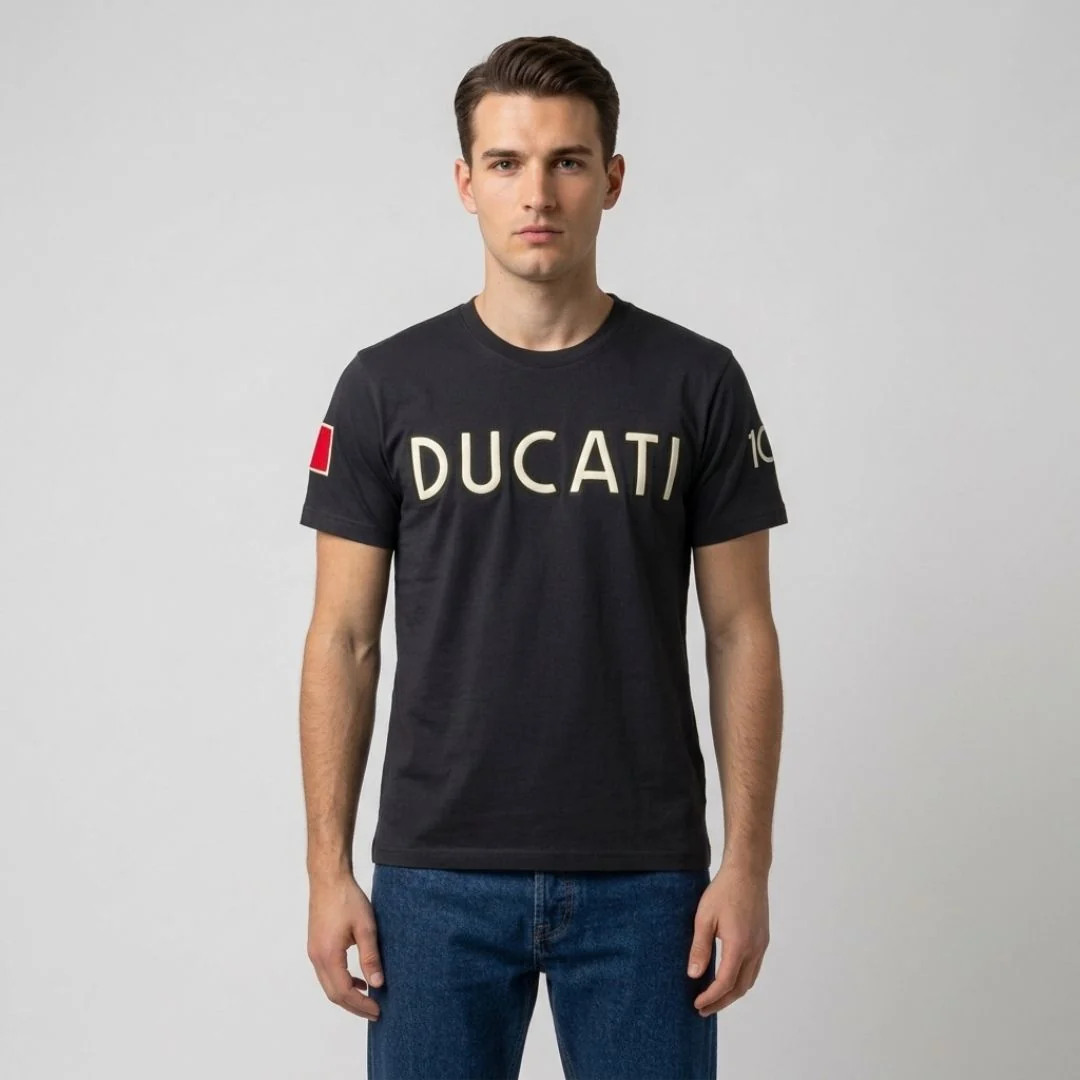 T-shirt Nera Slavata uomo Limited Edition Ducati 100