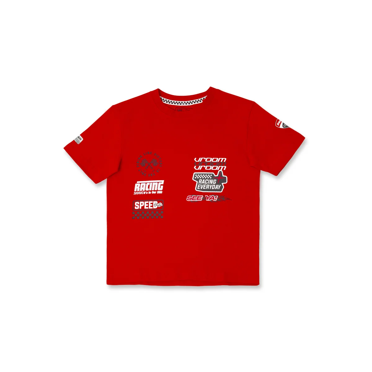 T-shirt Rossa da Bambino con grafiche a tema racing e logo Ducati
