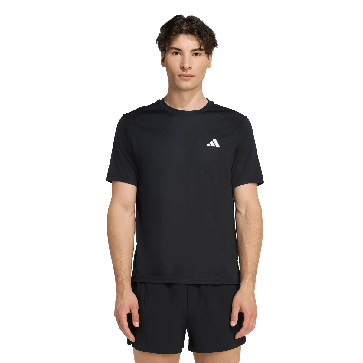 T-shirt sportiva da uomo nera adidas ClimaCool con logo bianco