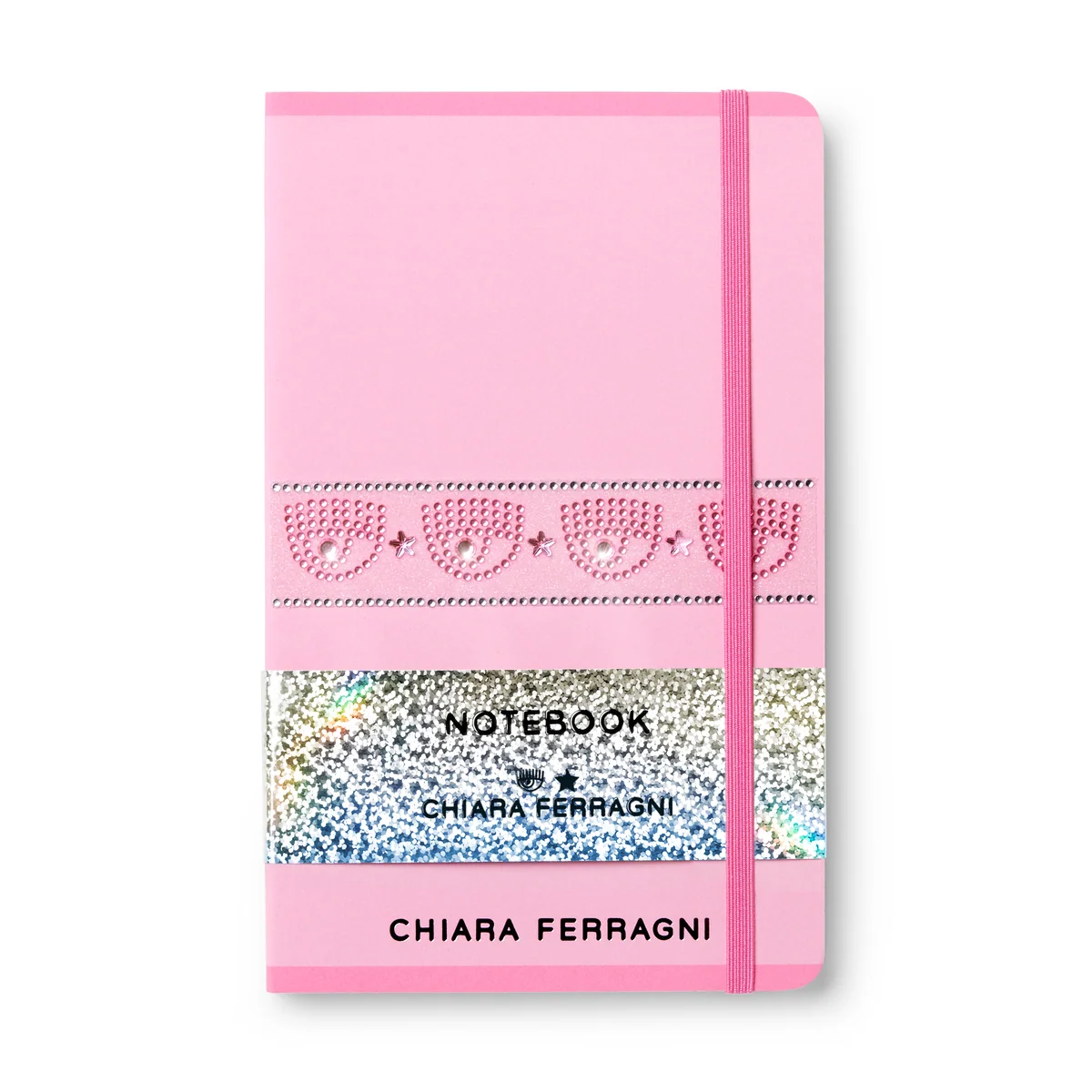 Taccuino rosa con strass e logo Chiara Ferragni