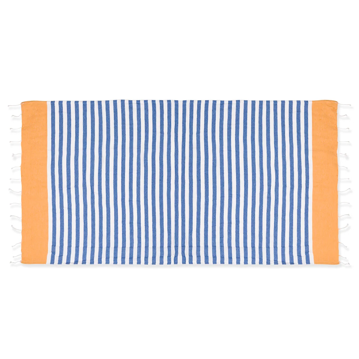 Telo mare in cotone a righe con bordi color senape Swish Jeans