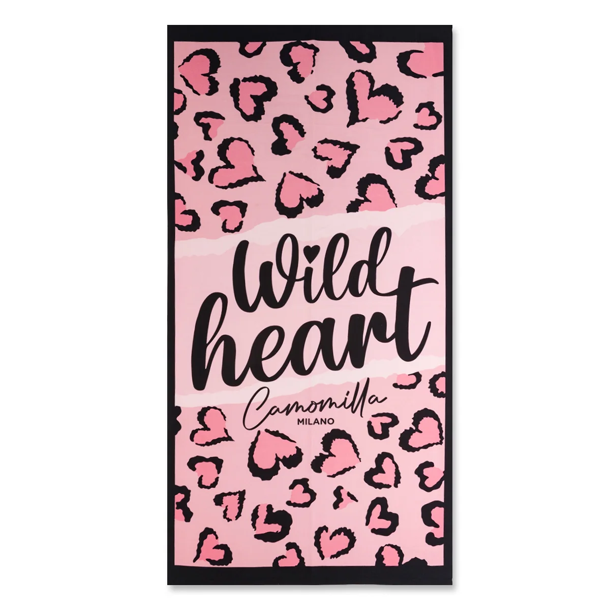 Telo Mare Wild Heart in Microfibra con Stampa Animalier e Cuori Camomilla Milano