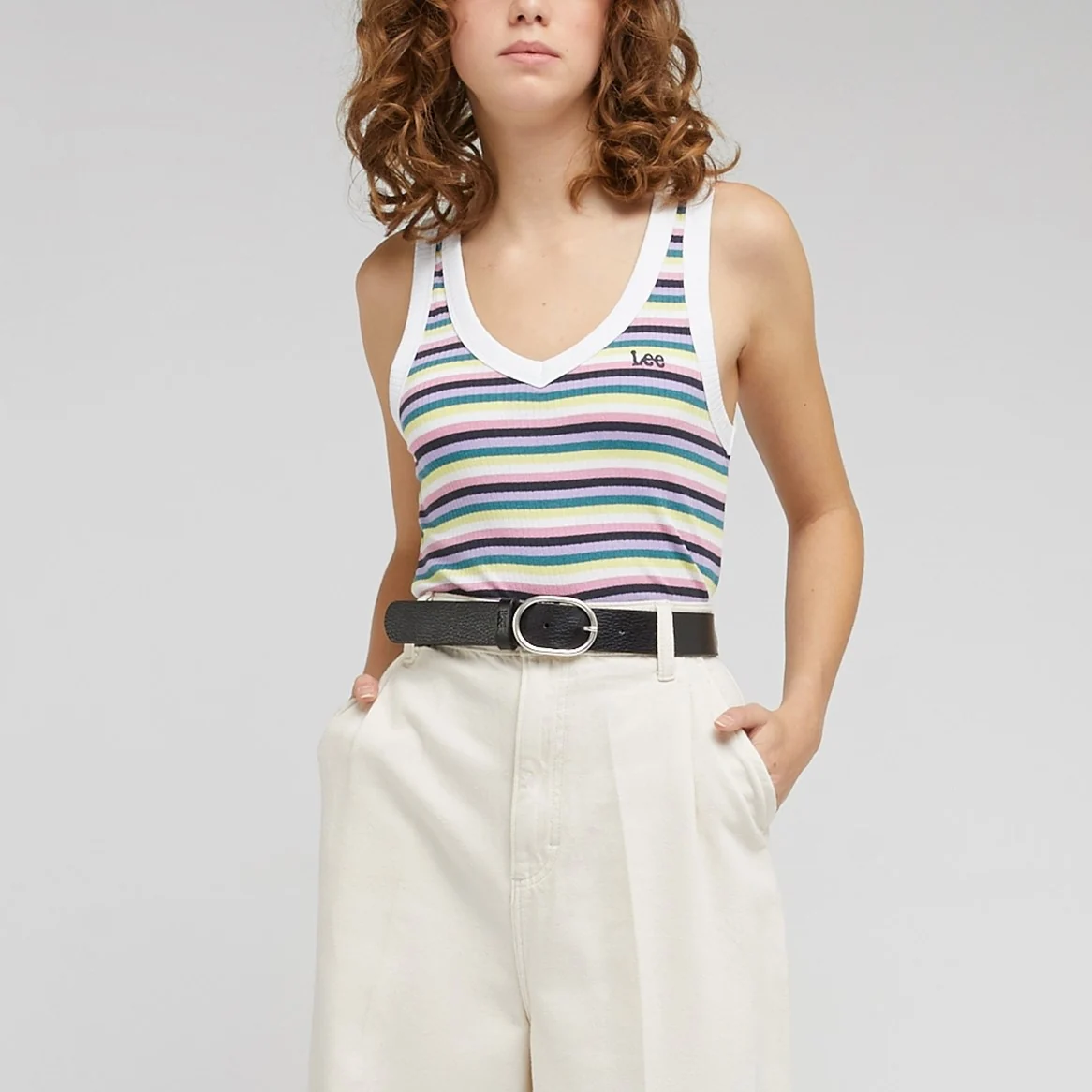 Top da donna a righe multicolore Lee 70's Rib Top