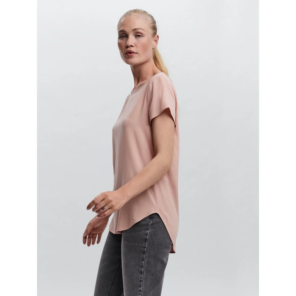 Top girocollo rosa da donna Vero Moda