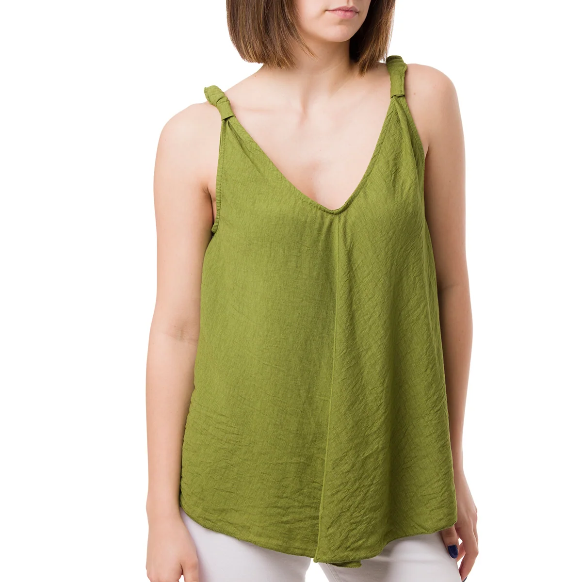 Top Verde da Donna con spallina arricciata e scollo a V Swish Jeans
