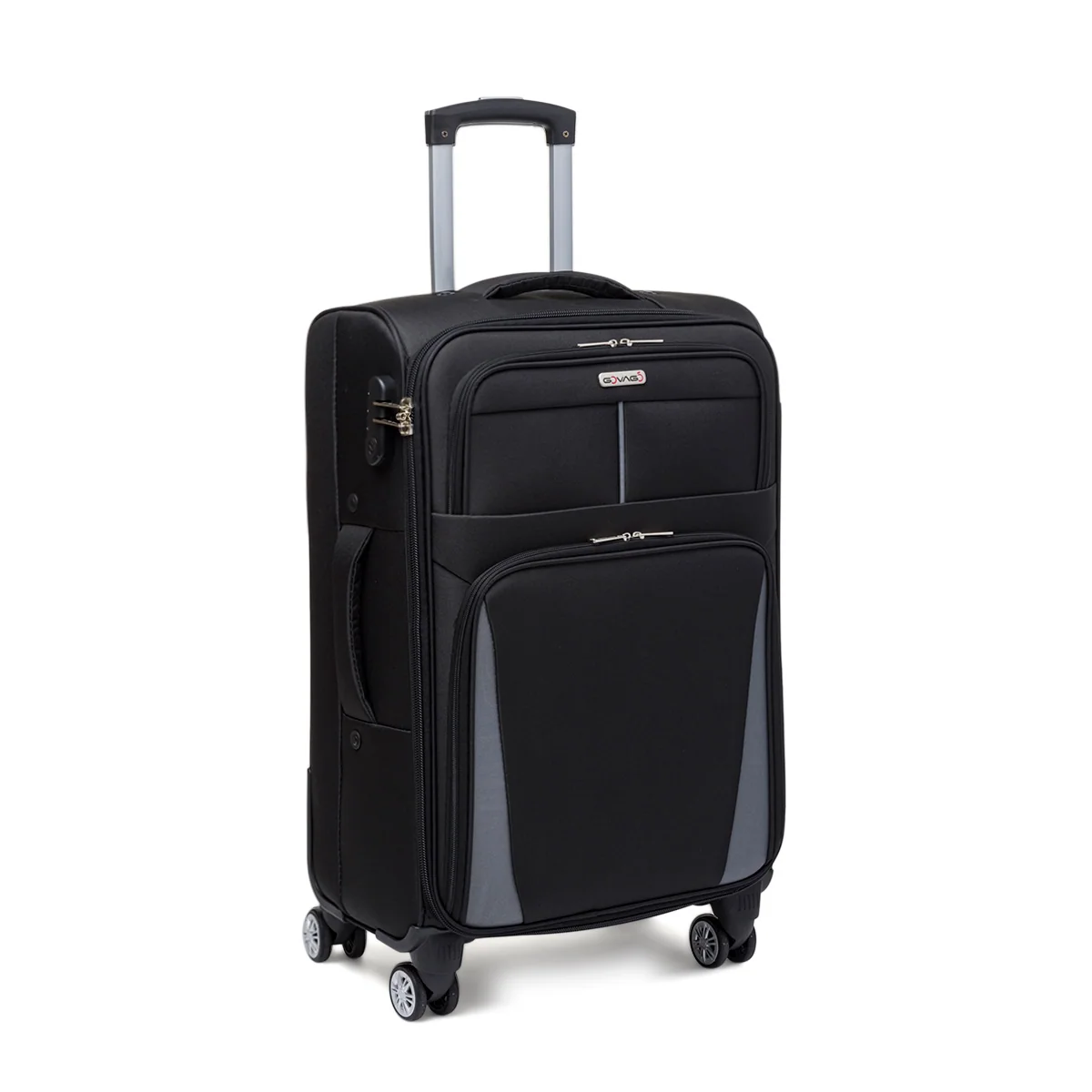 Trolley medio nero in tessuto Govago