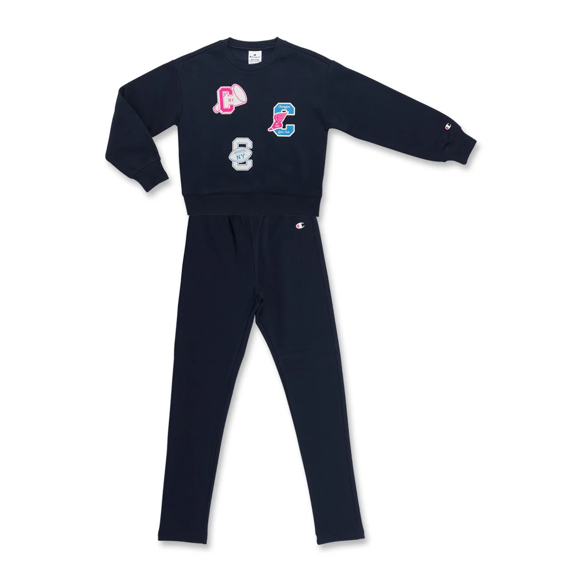 Tuta blu da bambina con stampe multicolore Champion