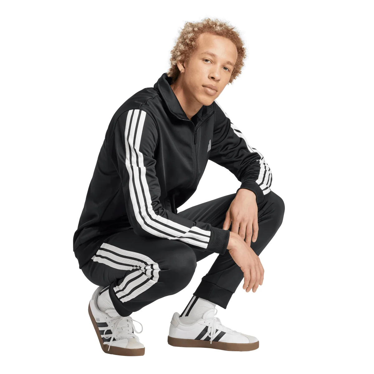 Tuta sportiva nera da Uomo con tre strisce adidas M 3S TR TT TS