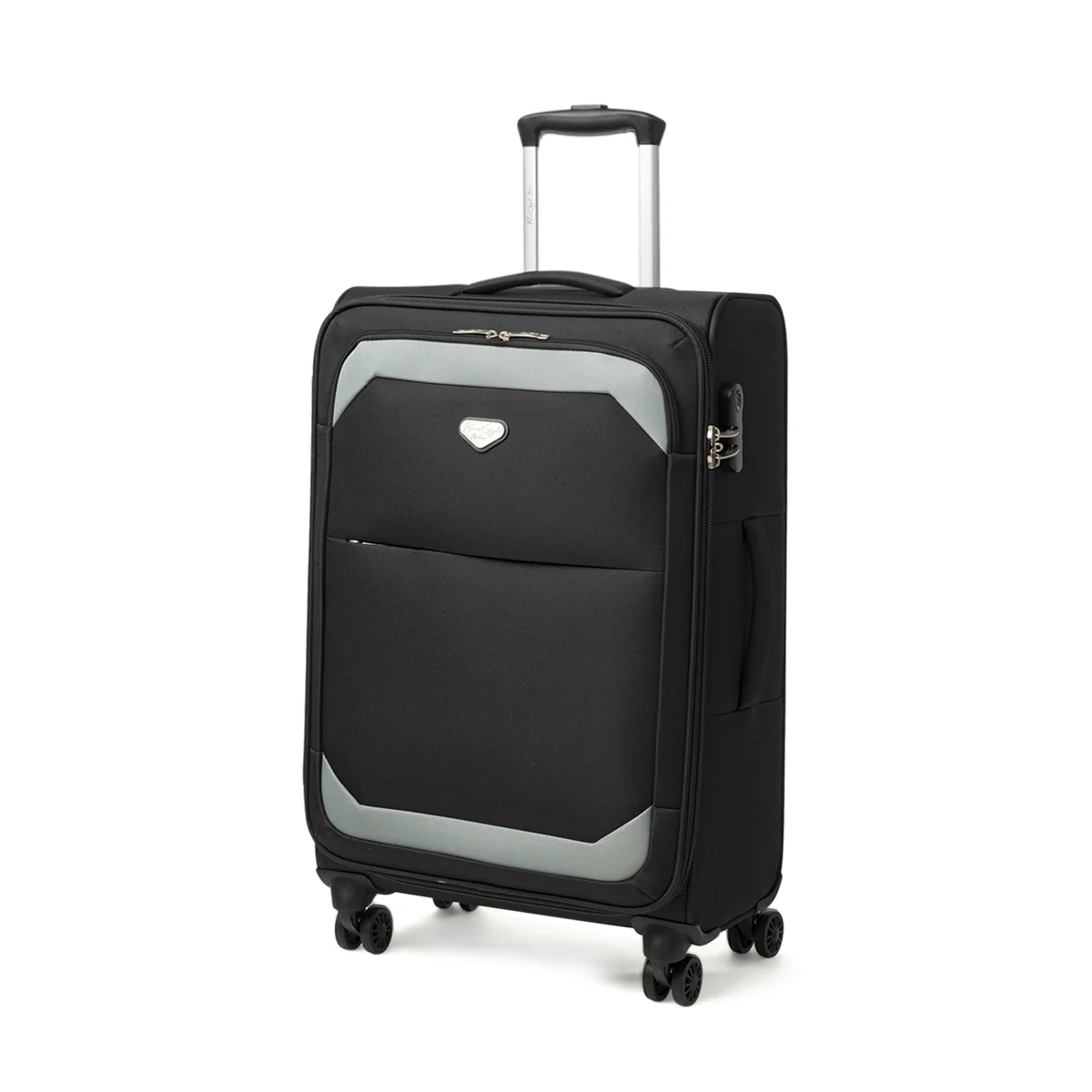 Valigia trolley media in tessuto resistente nera Romeo Gigli Milano