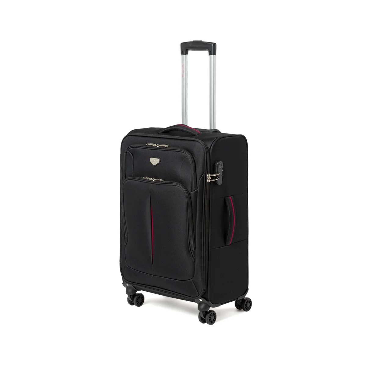 Valigia trolley media nera in tessuto per viaggi lunghi Romeo Gigli Milano
