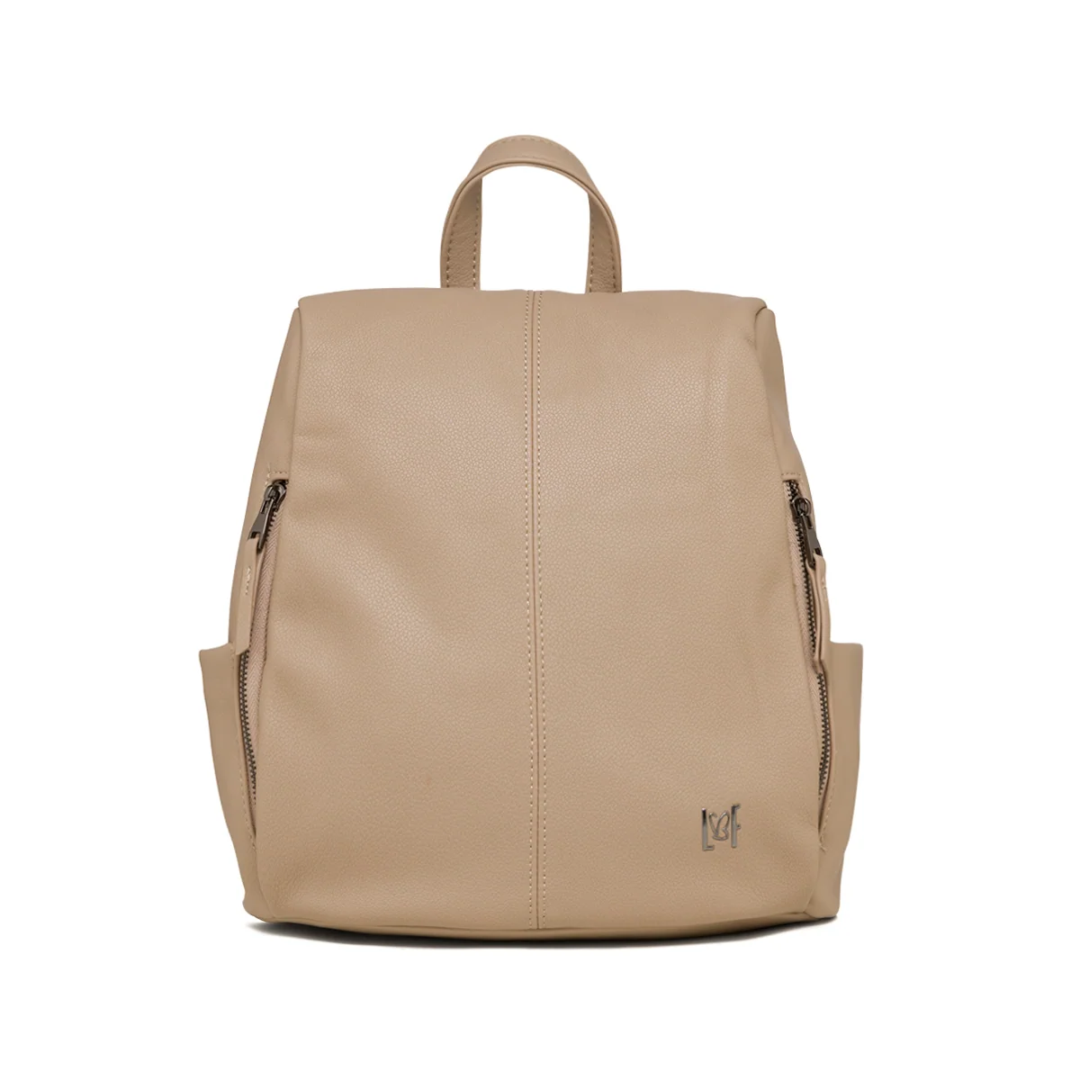 Zaino beige da donna con tripla zip Lora Ferres