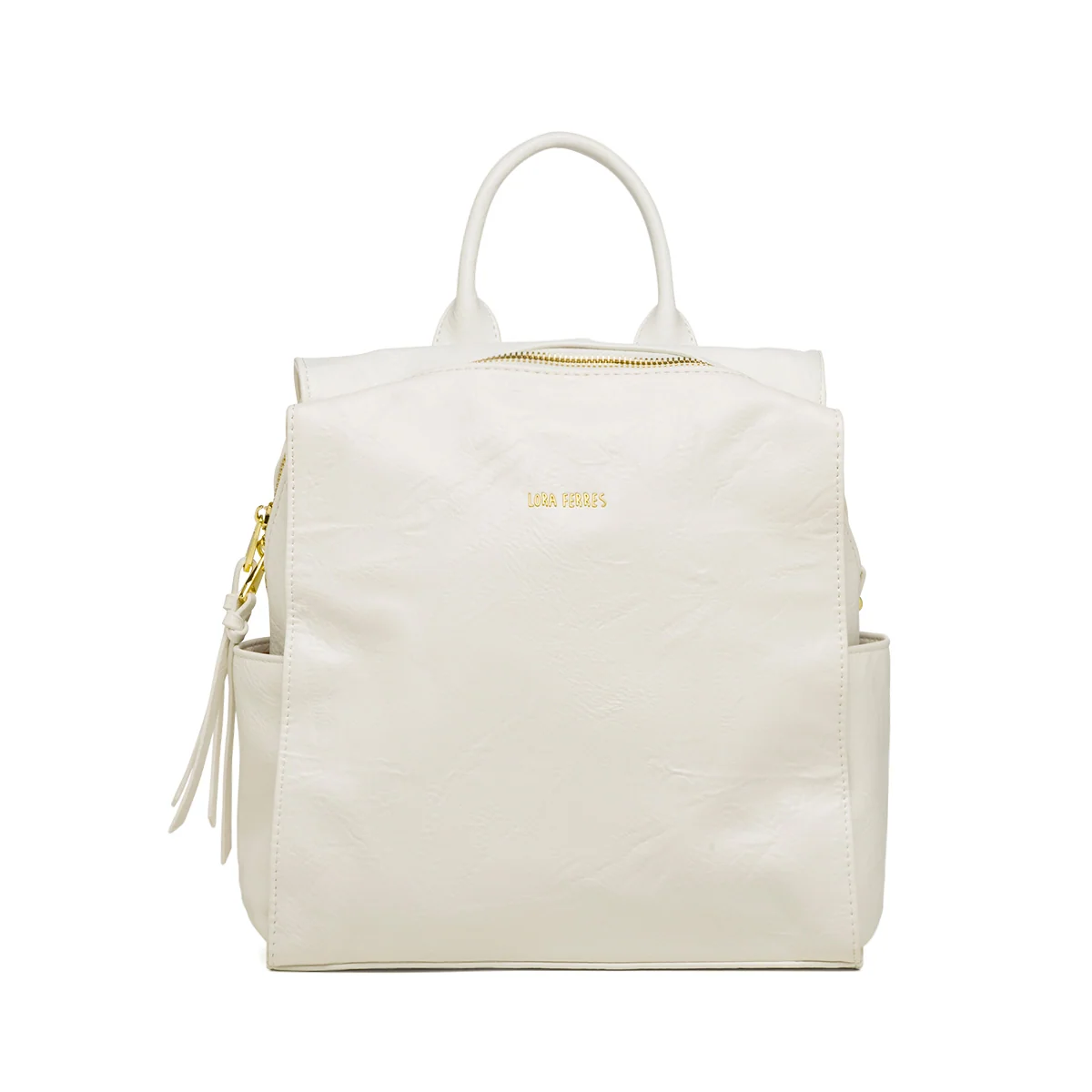 Zaino bianco da donna con tasche esterne Lora Ferres
