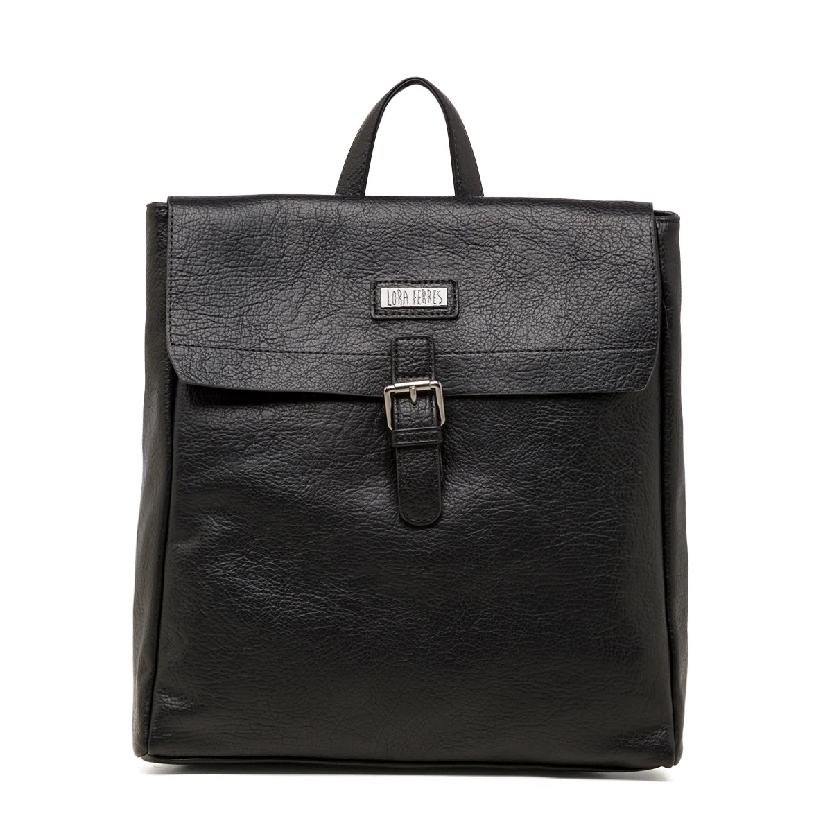 Zaino da donna color nero con logo Lora Ferres
