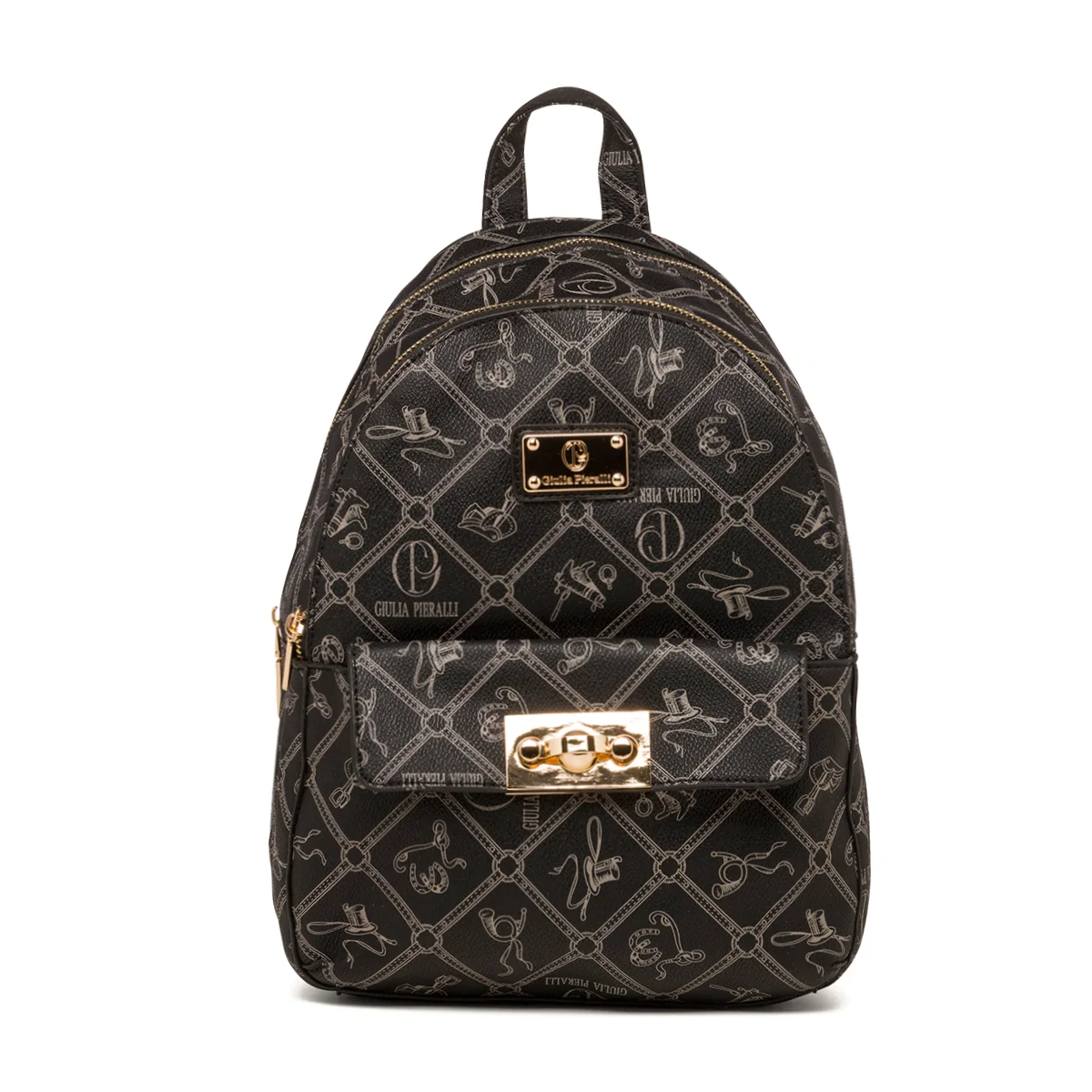 Zaino nero da donna con monogramma Giulia Pieralli