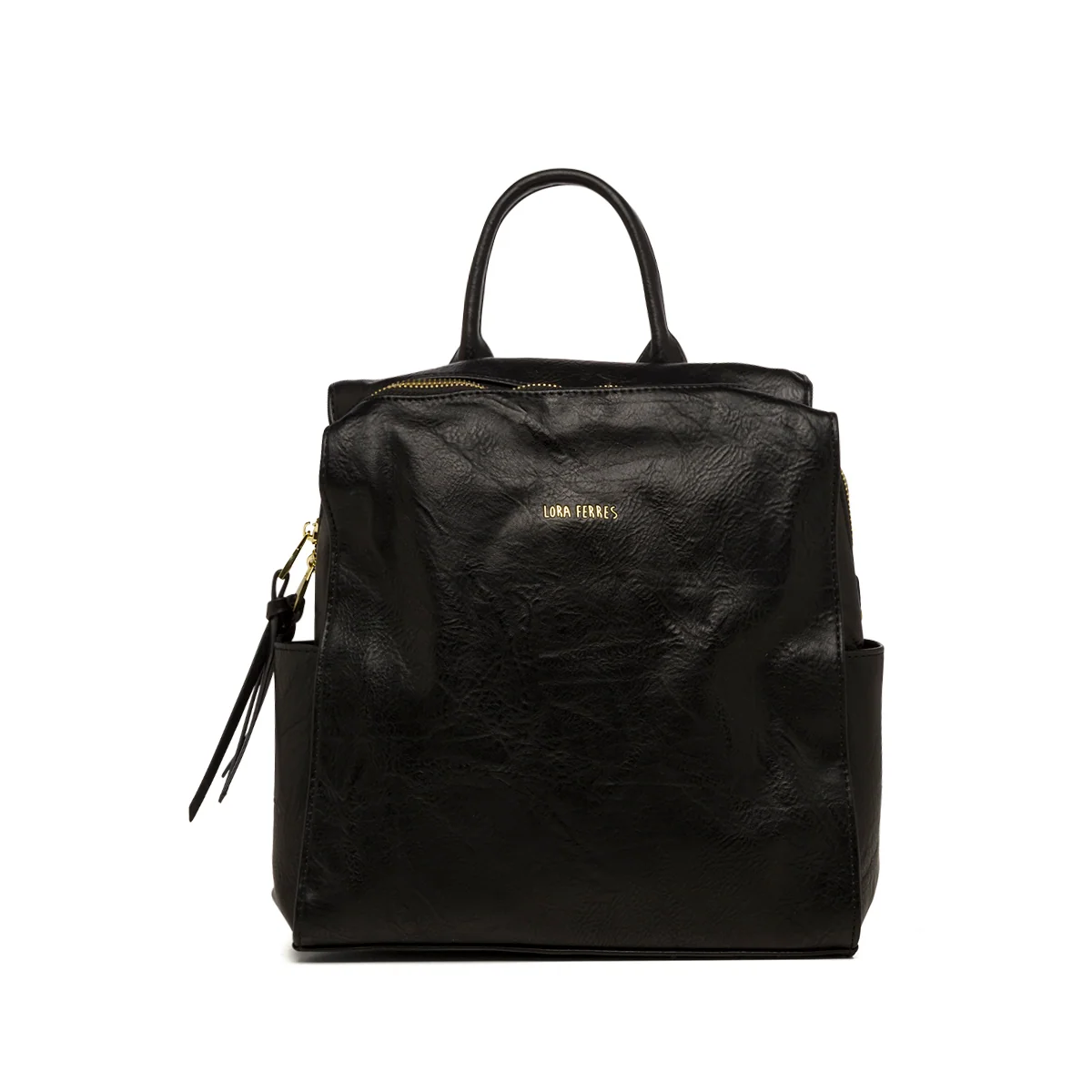 Zaino nero da donna con tasche esterne Lora Ferres