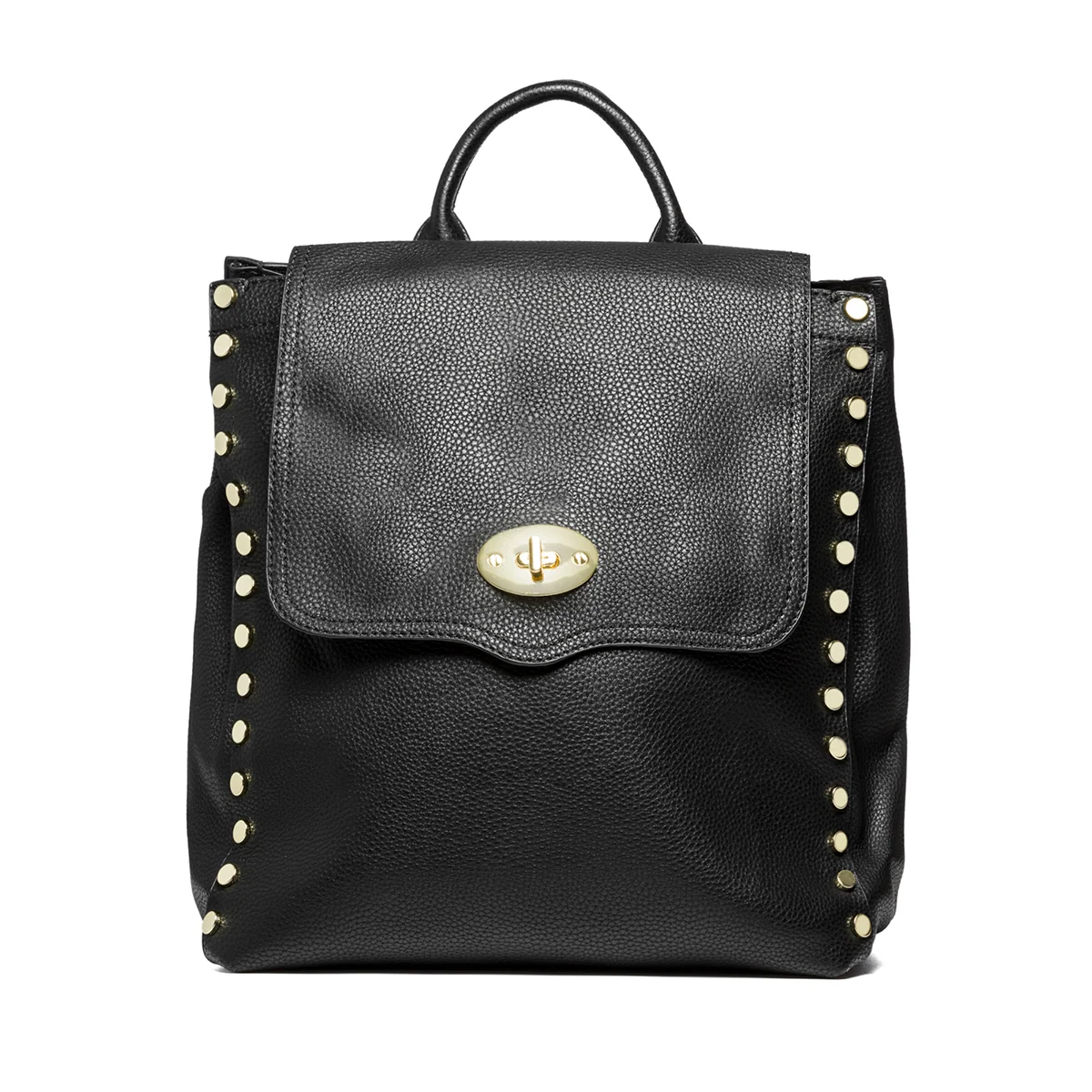 Zaino nero in similpelle martellata con borchie oro Numero Uno