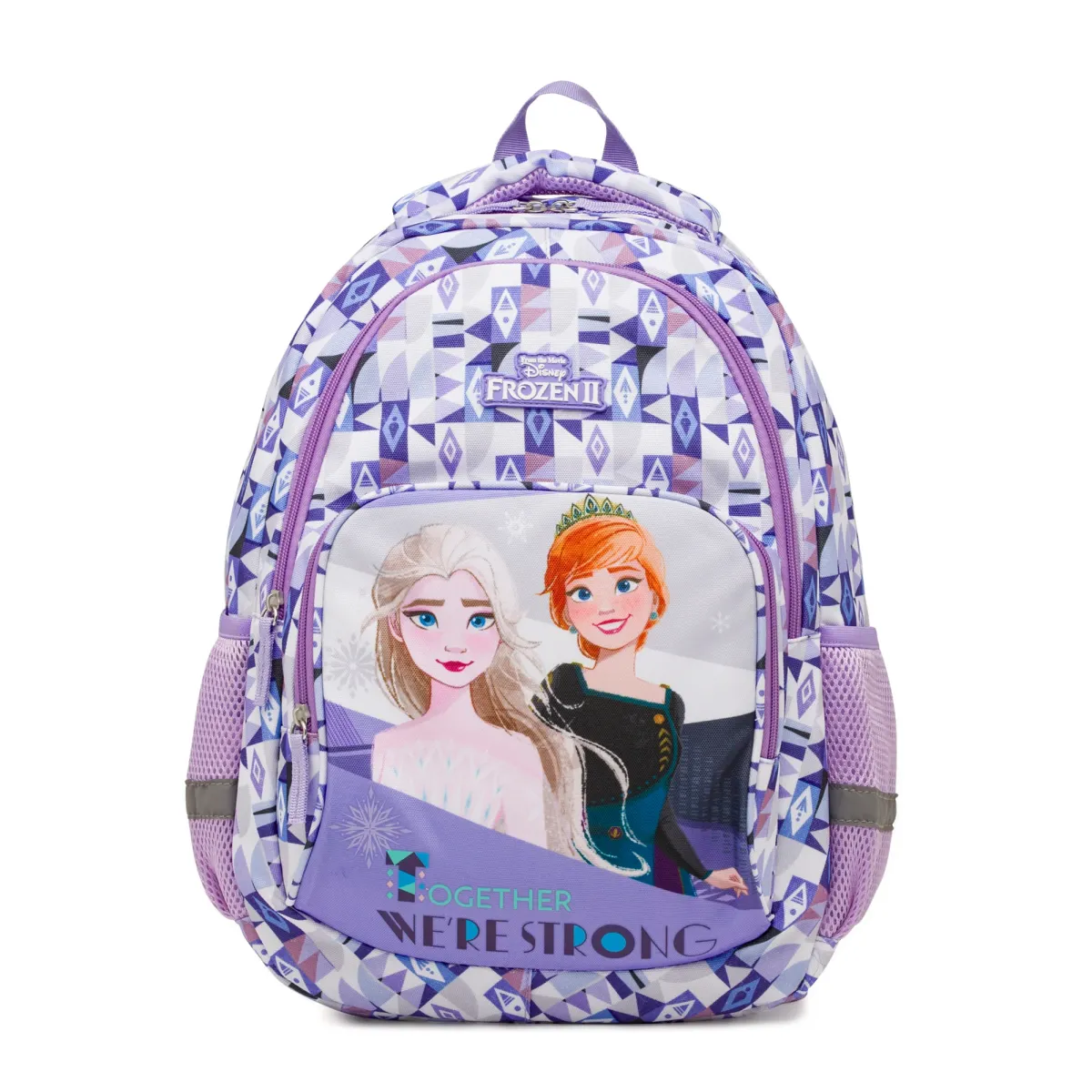 Zaino scuola lilla con spallacci regolabili e tasca frontale Frozen