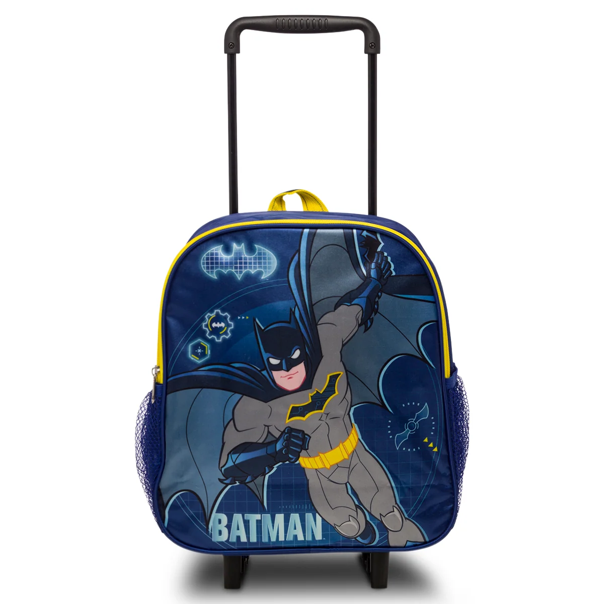 Zaino trolley da scuola blu con stampa Batman