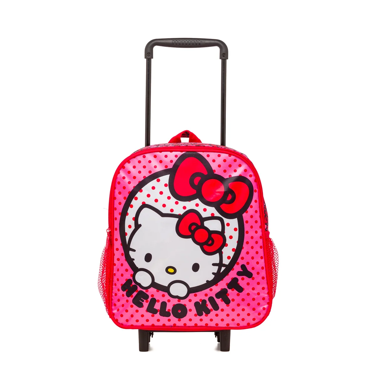 Zaino trolley piccolo da scuola rosso e rosa con stampa Hello Kitty